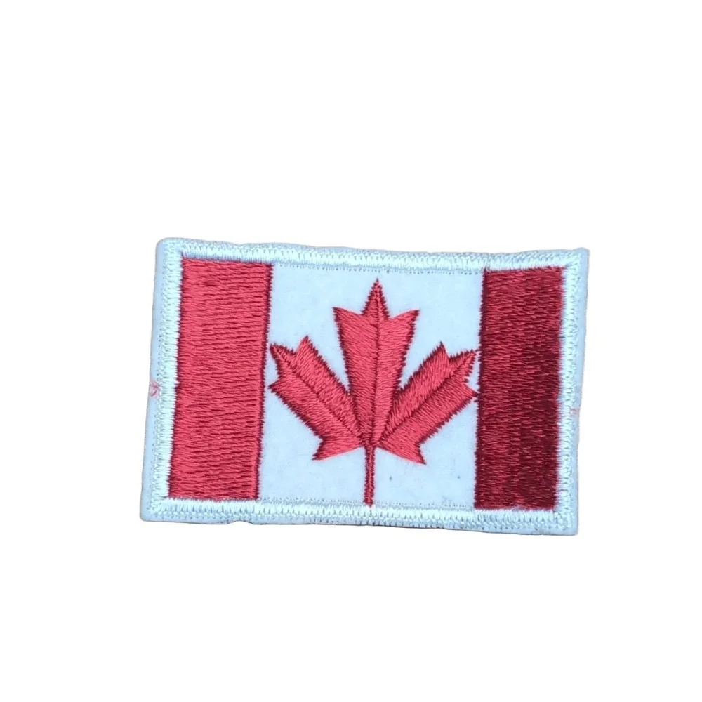 Canadian Flag Embroidered Patch Red White Canada Fabric Emblem